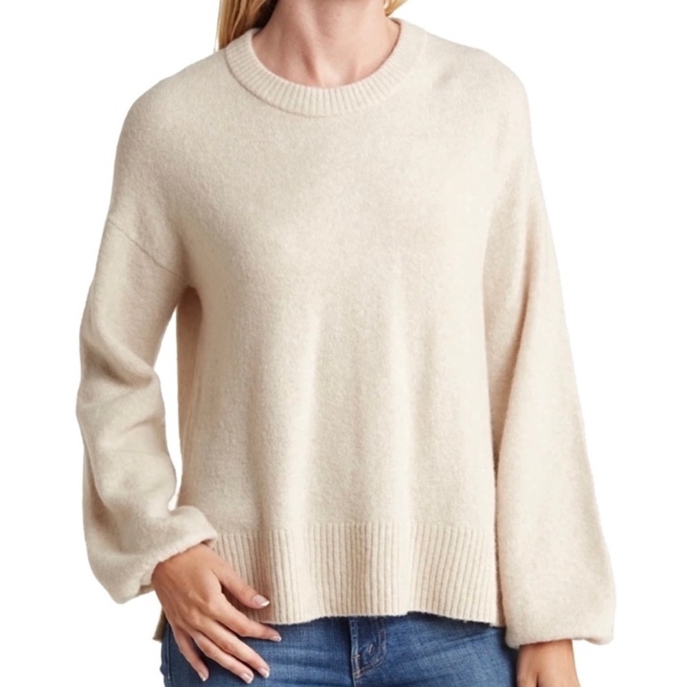 MADEWELL Payton Cream Beige Balloon Sweater Pullover Top